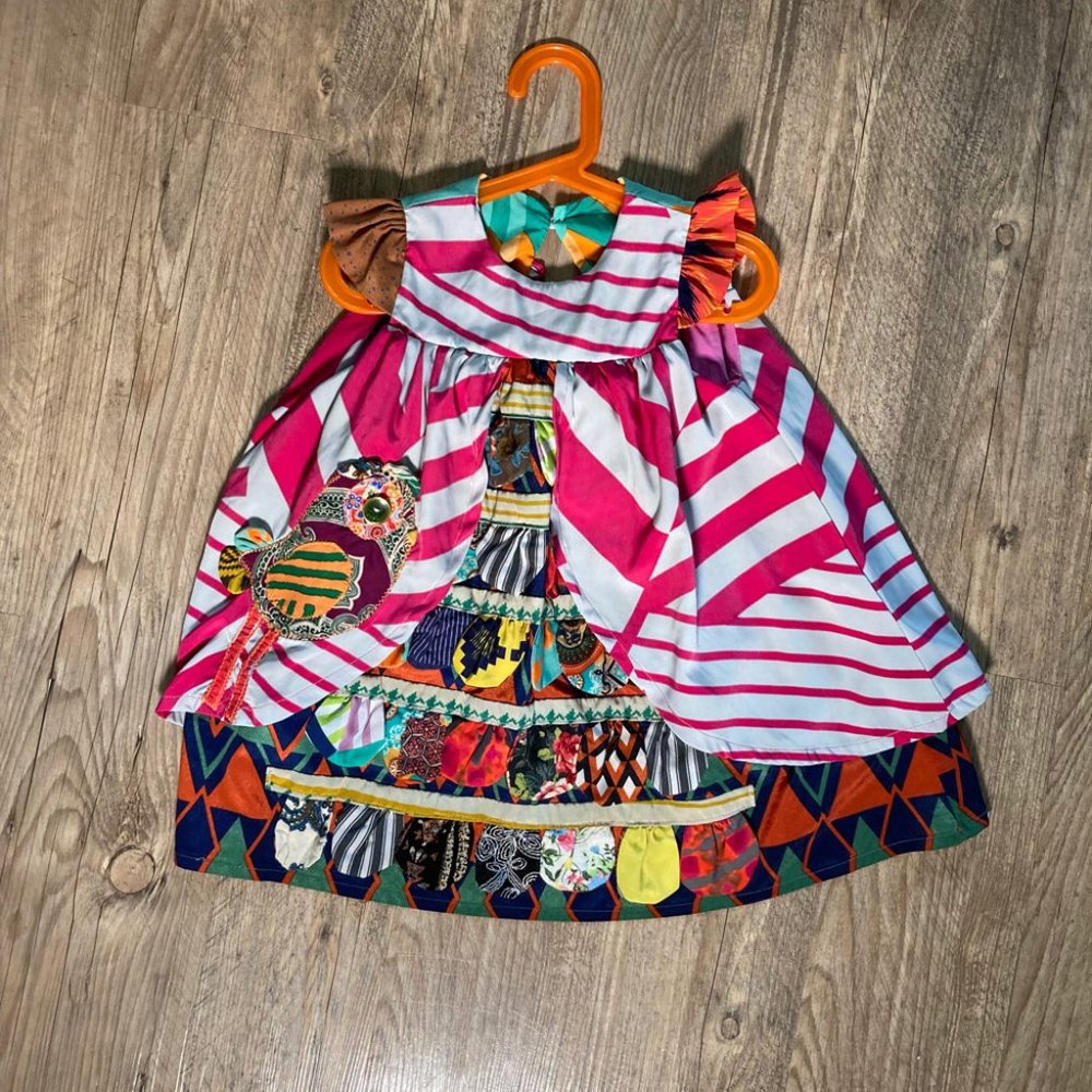 Girl's Handmade Dress, multicolor.